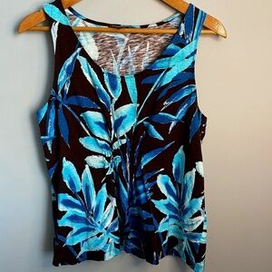 Tommy Bahama Women's‎ Brown/Blue Tropical Print Tank Top Size X-large